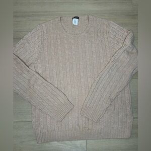 J. Crew Wool Cashmere Beige Crewneck Sweater Women's Size XL Grandma Cottage